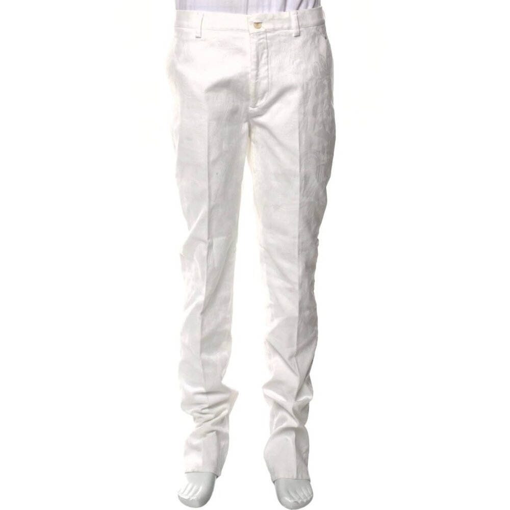 ETRO Man pants trouser 48 US 32 white paisley cotton